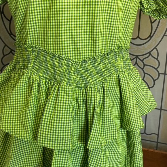 Urban Outfitters Claire Ruffle Babydoll Gingham Oversized Mini Dress Size XS - Picture 11 of 16